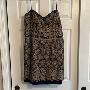 Nine West Dress Navy/Purple and Gold Lace Dress